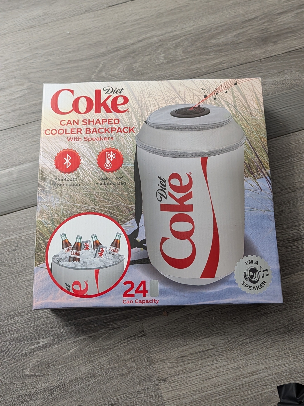 Diet Coke Can-Shaped Insulated Cooler Backpack with Speaker - White/Red